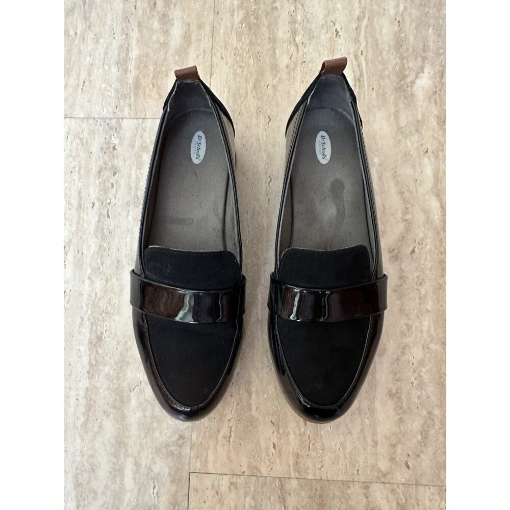 Dr. Scholl's Webster Black Wedge Patent Leather Loafer Womens Size 7M